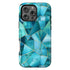 Custom Initials Blue Abstract Stained Glass iPhone Case